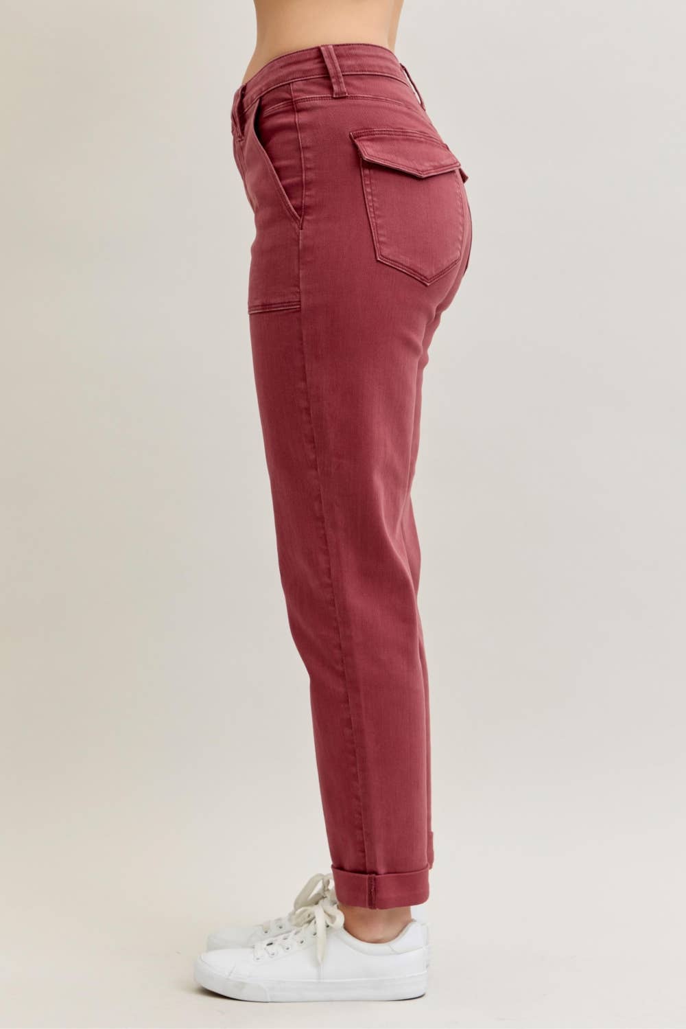 Judy Blue High Waisted Aurora Weekender Garment Dyed Cuffed Jeans